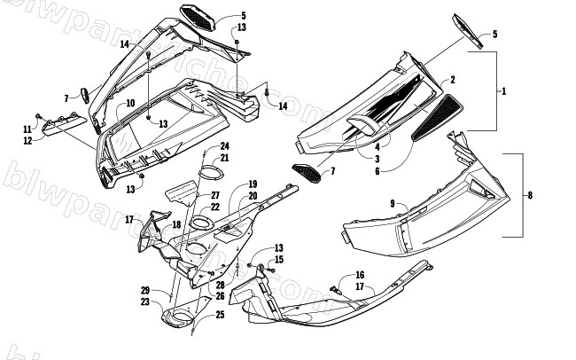 SKID PLATE AND SIDE PANEL ASSEMBLY diagram