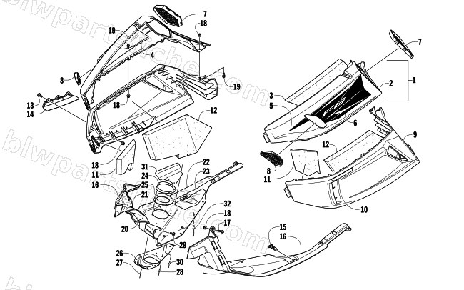 SKID PLATE AND SIDE PANEL ASSEMBLY diagram