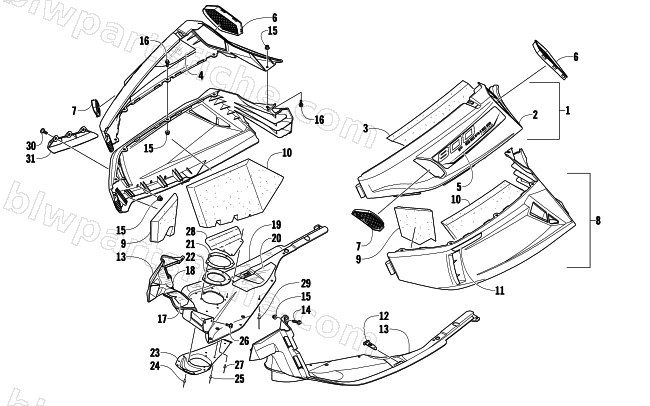 SKID PLATE AND SIDE PANEL ASSEMBLY diagram