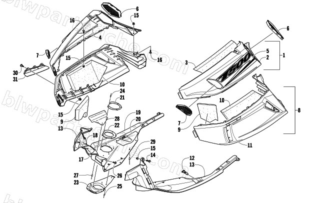 SKID PLATE AND SIDE PANEL ASSEMBLY diagram