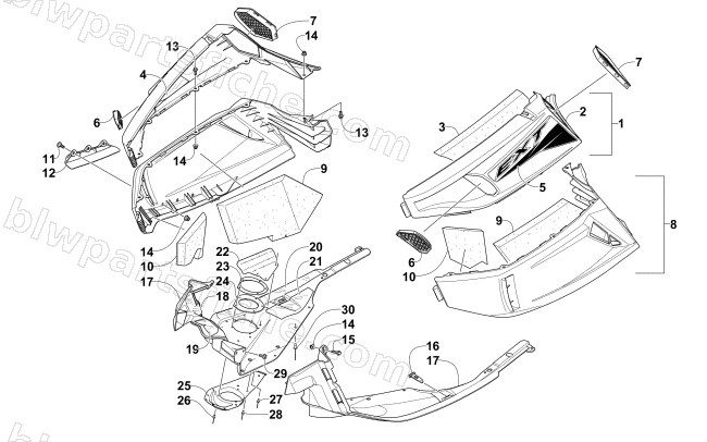SKID PLATE AND SIDE PANEL ASSEMBLY diagram
