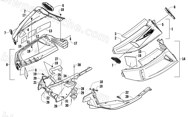 SKID PLATE AND SIDE PANEL ASSEMBLY diagram