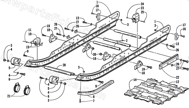 SLIDE RAIL AND TRACK ASSEMBLY diagram