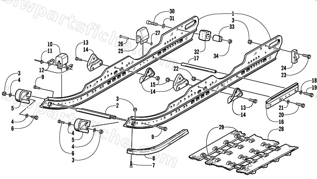 SLIDE RAIL AND TRACK ASSEMBLY diagram