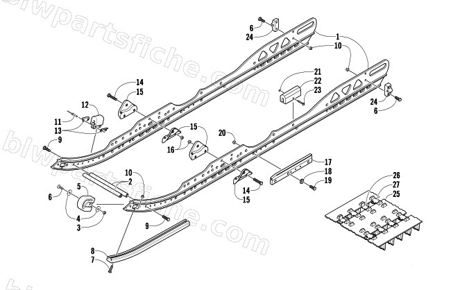 SLIDE RAIL AND TRACK ASSEMBLY diagram