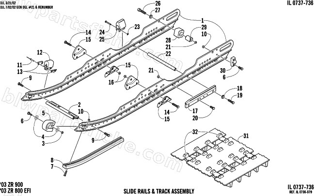 SLIDE RAIL AND TRACK ASSEMBLY diagram