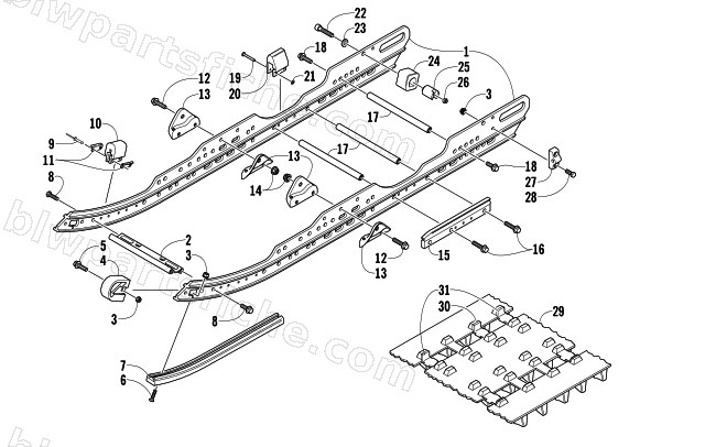 SLIDE RAIL AND TRACK ASSEMBLY diagram