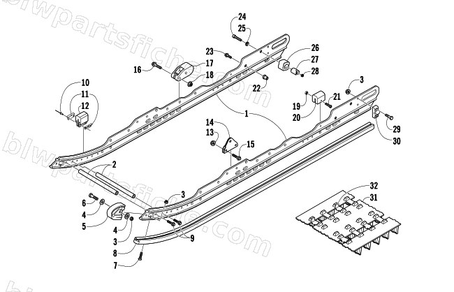SLIDE RAIL AND TRACK ASSEMBLY diagram