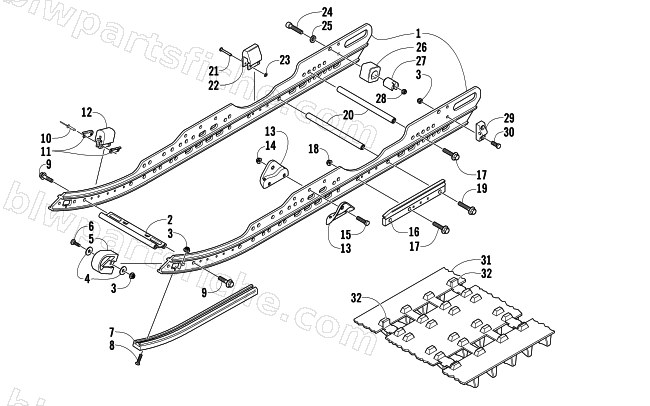 SLIDE RAIL AND TRACK ASSEMBLY diagram