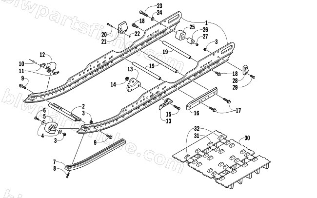 SLIDE RAIL AND TRACK ASSEMBLY diagram