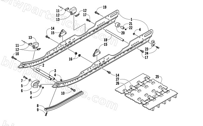 SLIDE RAIL AND TRACK ASSEMBLY diagram