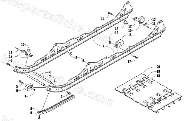 SLIDE RAIL AND TRACK ASSEMBLY diagram