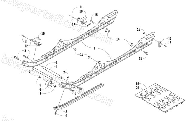 SLIDE RAIL AND TRACK ASSEMBLY diagram