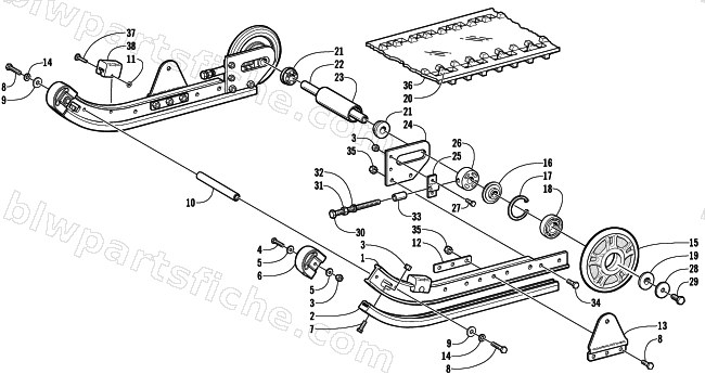 SLIDE RAIL, IDLER WHEELS, AND TRACK ASSEMBLY diagram