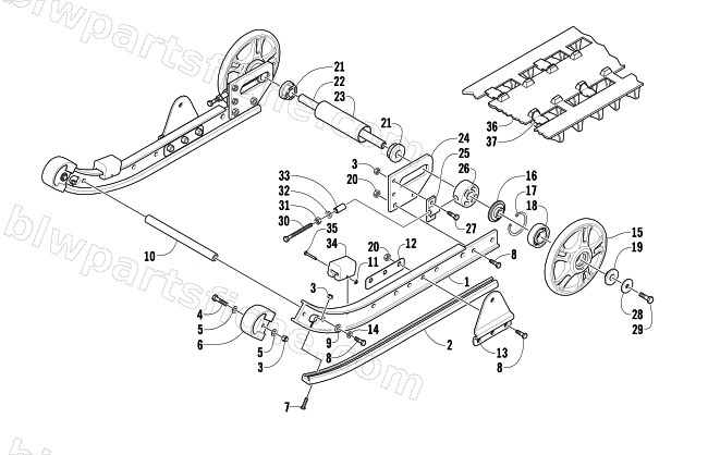 SLIDE RAIL, IDLER WHEELS, AND TRACK ASSEMBLY diagram