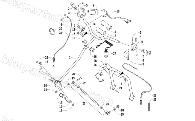 STEERING POST AND TIE ROD ASSEMBLY diagram