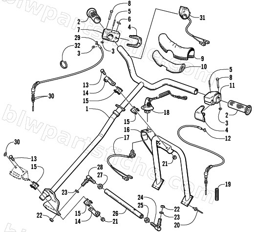 STEERING POST AND TIE ROD ASSEMBLY diagram