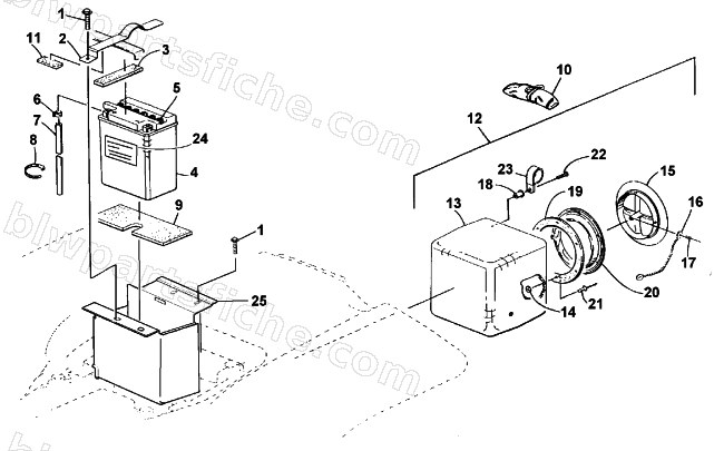 STORAGE BOX AND BATTERY ASSEMBLY diagram