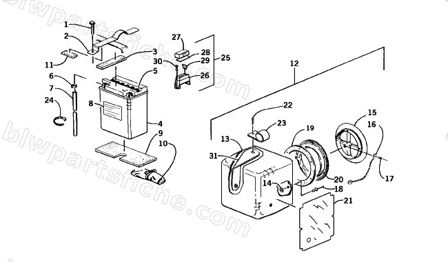 STORAGE BOX AND BATTERY ASSEMBLY diagram