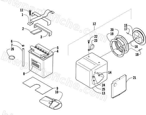 STORAGE BOX AND BATTERY ASSEMBLY diagram