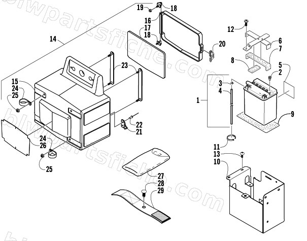 STORAGE BOX AND BATTERY ASSEMBLY diagram