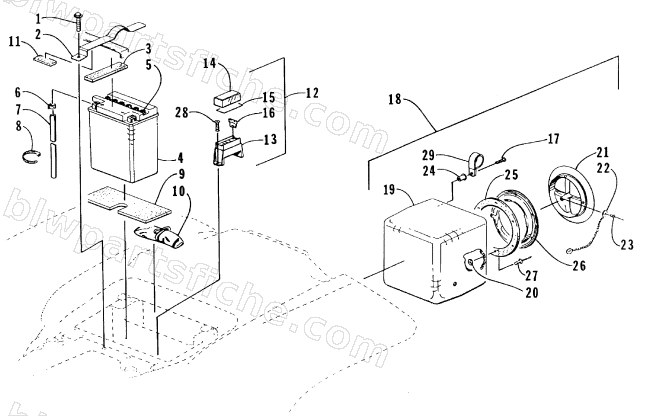 STORAGE BOX AND BATTERY ASSEMBLY diagram