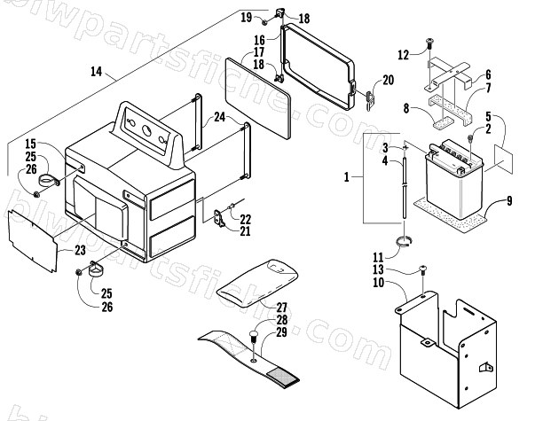 STORAGE BOX AND BATTERY ASSEMBLY diagram