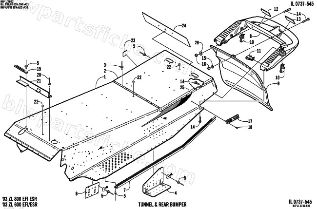 TUNNEL AND REAR BUMPER diagram