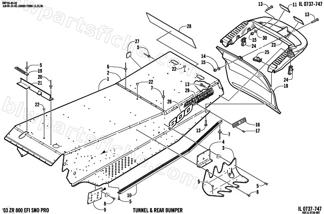 TUNNEL AND REAR BUMPER diagram