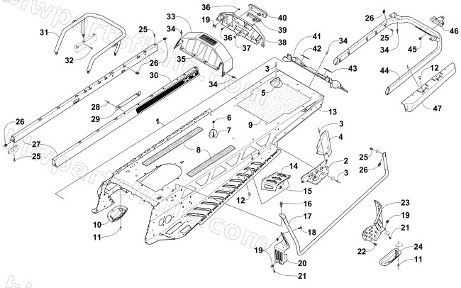 TUNNEL AND REAR RACK ASSEMBLY diagram