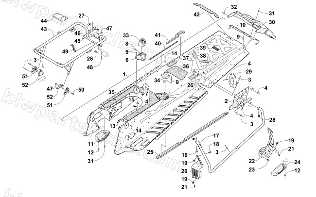 TUNNEL AND REAR RACK ASSEMBLY (Early Build) diagram