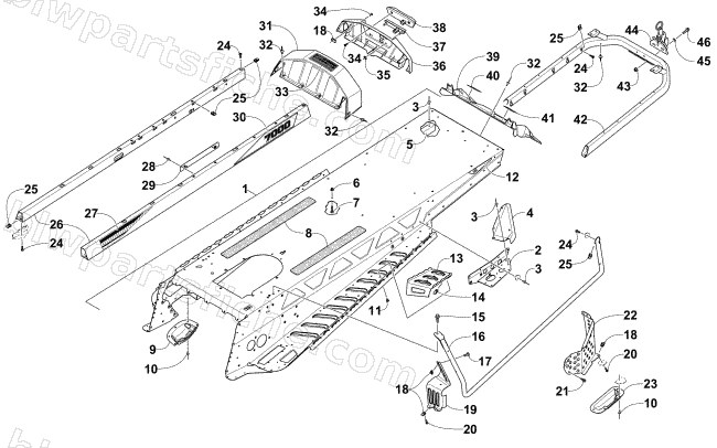 TUNNEL AND REAR RACK ASSEMBLY (OS) diagram