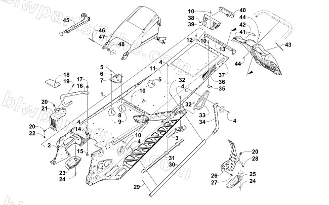 TUNNEL AND SNOWFLAP ASSEMBLY diagram