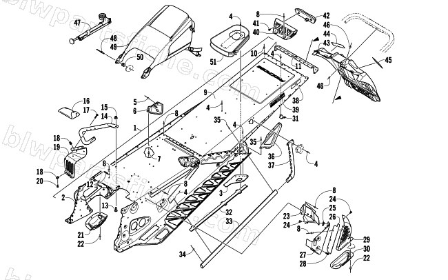 TUNNEL AND SNOWFLAP ASSEMBLY diagram