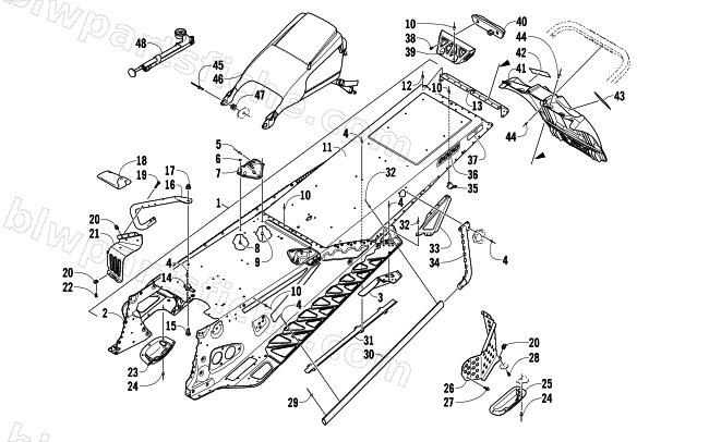 TUNNEL AND SNOWFLAP ASSEMBLY diagram