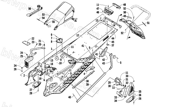 TUNNEL AND SNOWFLAP ASSEMBLY diagram