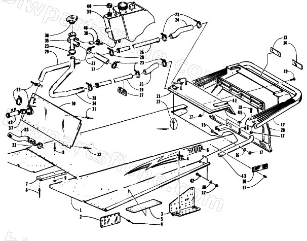 TUNNEL, COOLING, AND REAR BUMPER diagram