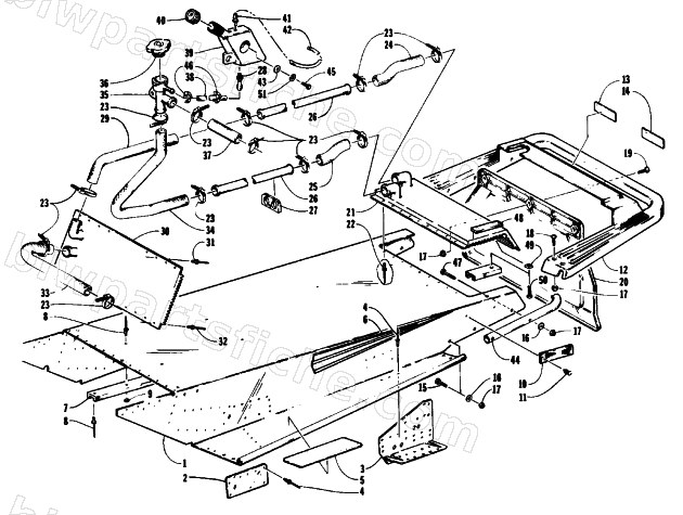 TUNNEL, COOLING, AND REAR BUMPER diagram