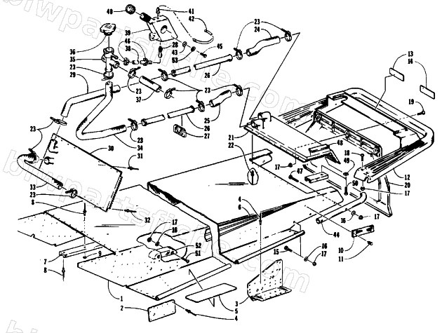 TUNNEL, COOLING, AND REAR BUMPER diagram