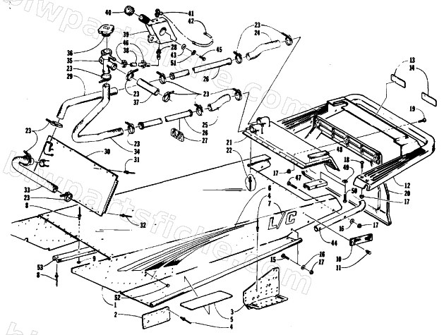 TUNNEL, COOLING, AND REAR BUMPER diagram