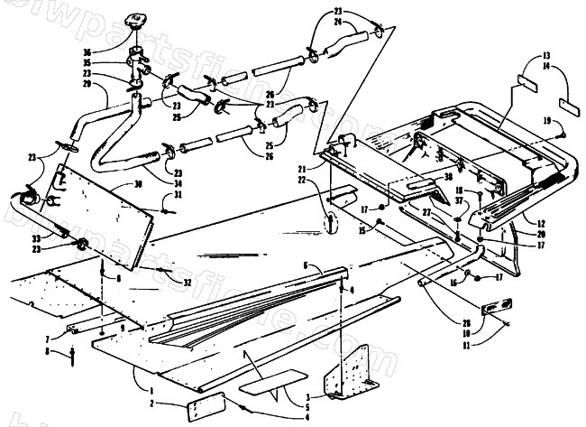 TUNNEL, COOLING, AND REAR BUMPER diagram