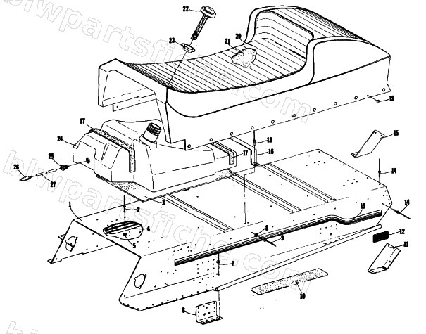 TUNNEL, GAS TANK AND SEAT diagram
