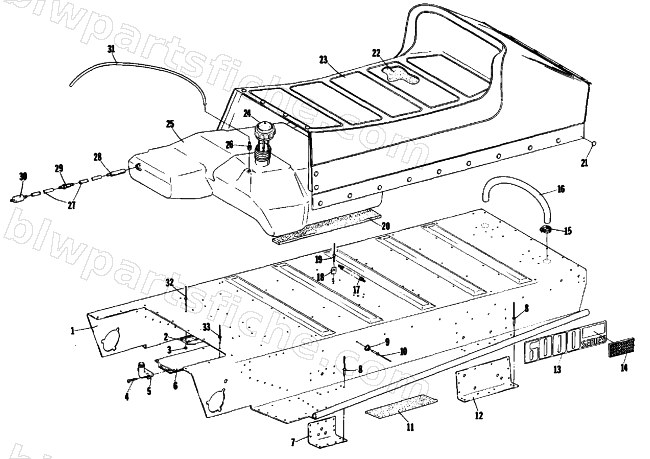 TUNNEL, GAS TANK AND SEAT diagram