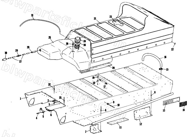 TUNNEL, GAS TANK AND SEAT diagram