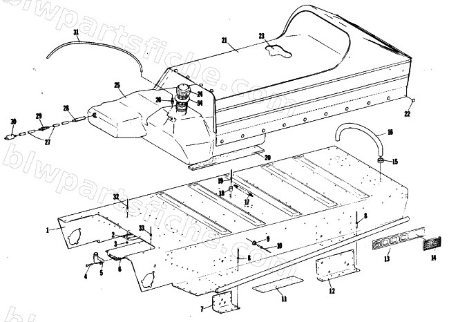 TUNNEL, GAS TANK AND SEAT diagram
