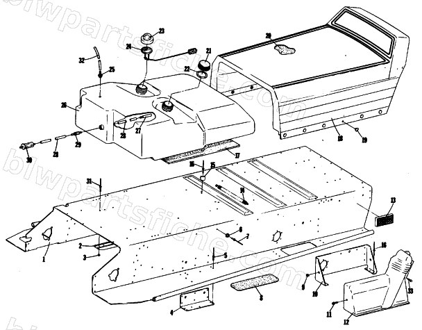 TUNNEL, GAS TANK AND SEAT diagram