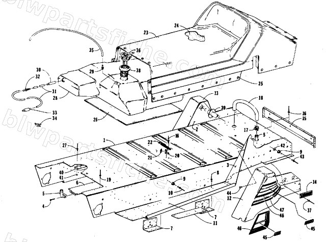 TUNNEL, GAS TANK, AND SEAT diagram