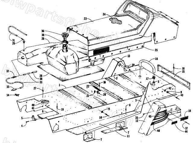 TUNNEL, GAS TANK, AND SEAT diagram