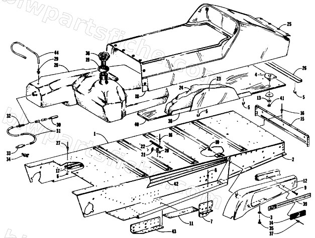 TUNNEL, GAS TANK AND SEAT diagram