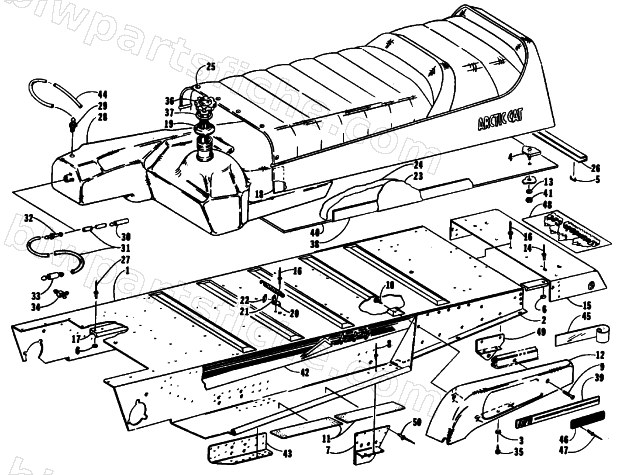 TUNNEL, GAS TANK, AND SEAT diagram